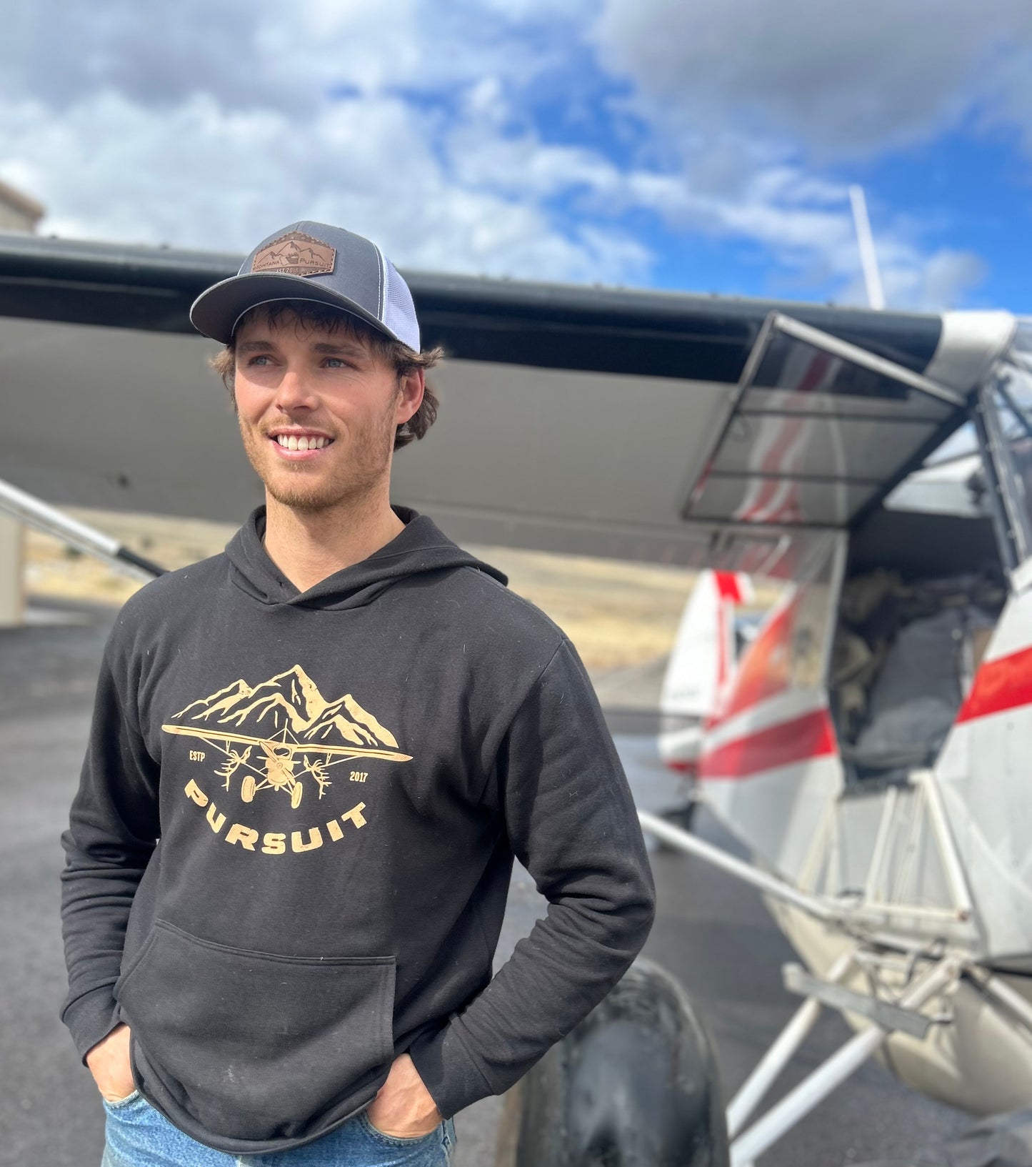 Airplane/Elk Hoodie Black